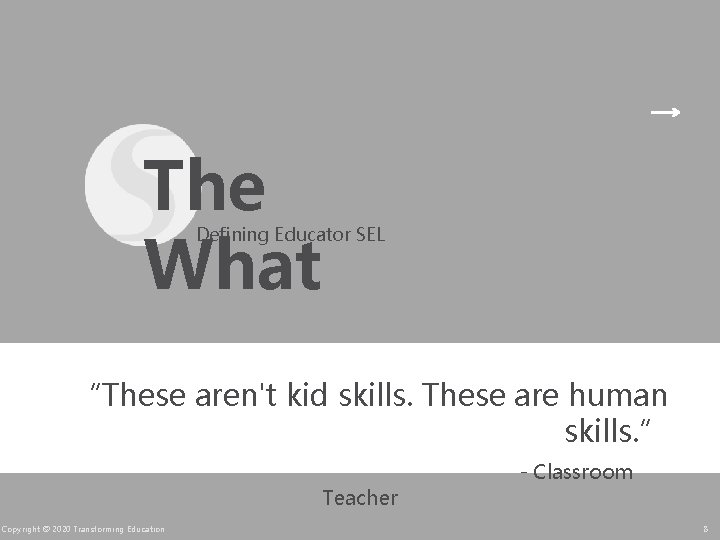 The What Defining Educator SEL “These aren't kid skills. These are human skills. ”