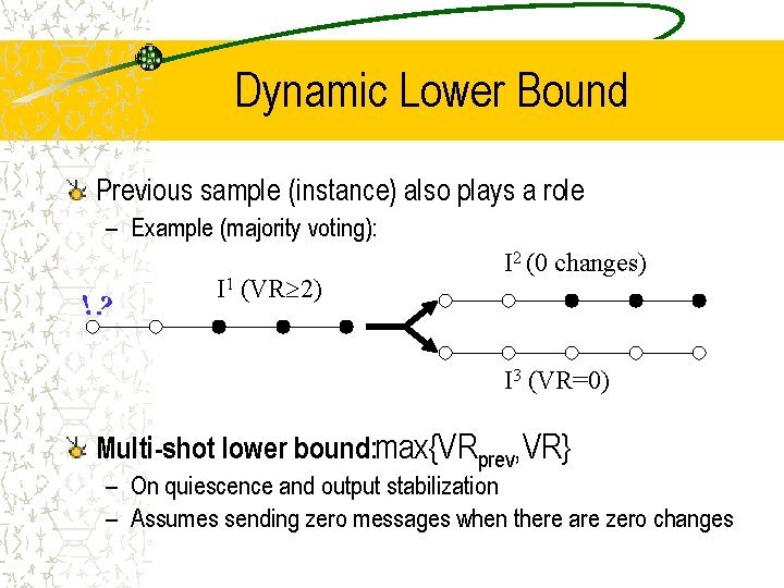 Dynamic Lower Bound Previous sample (instance) also plays a role – Example (majority voting):