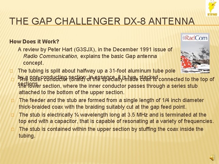 THE GAP CHALLENGER DX-8 ANTENNA How Does it Work? A review by Peter Hart