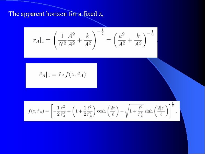 The apparent horizon for a fixed z, 