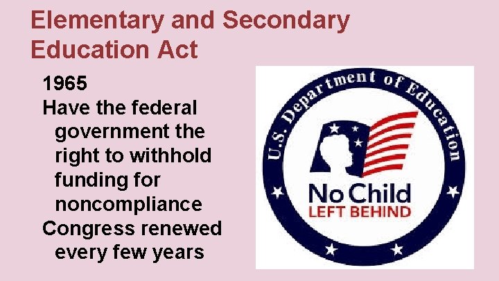 Elementary and Secondary Education Act 1965 Have the federal government the right to withhold