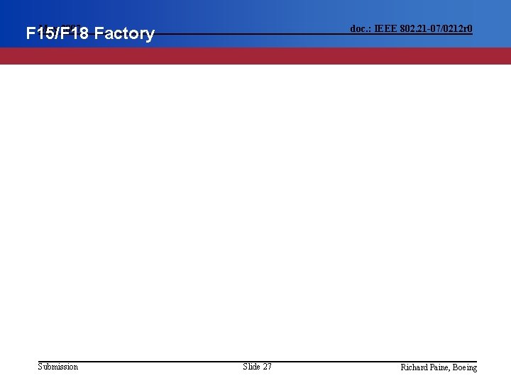 May 2007 F 15/F 18 Factory Submission doc. : IEEE 802. 21 -07/0212 r