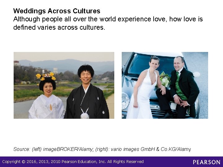 Weddings Across Cultures Although people all over the world experience love, how love is