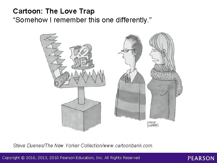 Cartoon: The Love Trap “Somehow I remember this one differently. ” Steve Duenes/The New