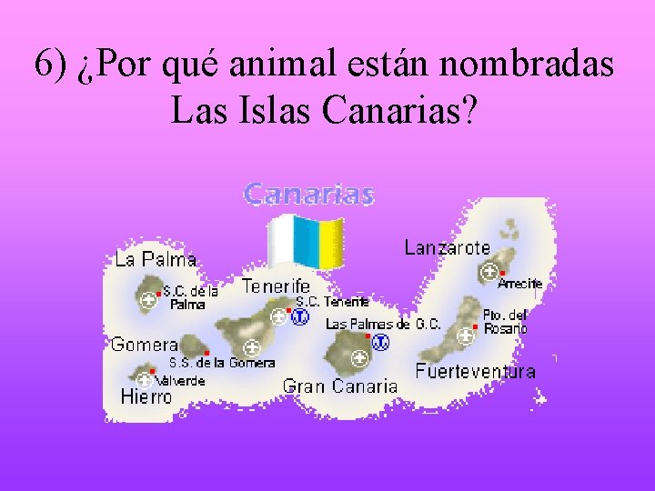 6) ¿Por qué animal están nombradas Las Islas Canarias? 