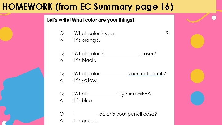 HOMEWORK (from EC Summary page 16) 
