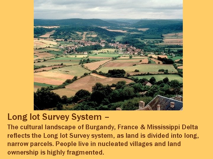 Long lot Survey System – The cultural landscape of Burgandy, France & Mississippi Delta