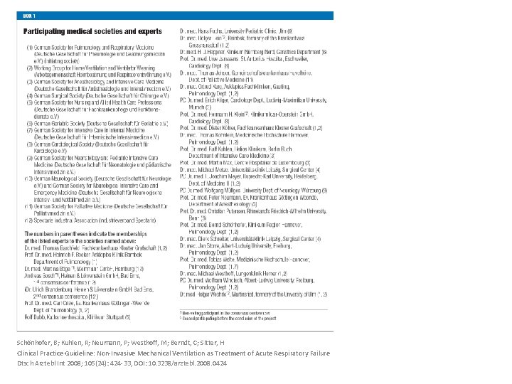 Schönhofer, B; Kuhlen, R; Neumann, P; Westhoff, M; Berndt, C; Sitter, H Clinical Practice
