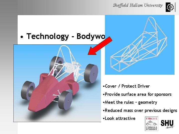 Sheffield Hallam University • Technology - Bodywork • Cover / Protect Driver • Provide