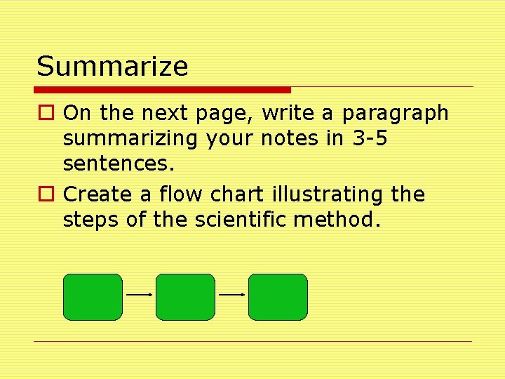 Summarize o On the next page, write a paragraph summarizing your notes in 3