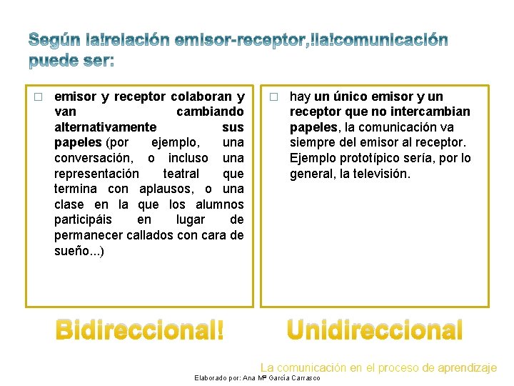 � emisor y receptor colaboran y van cambiando alternativamente sus papeles (por ejemplo, una