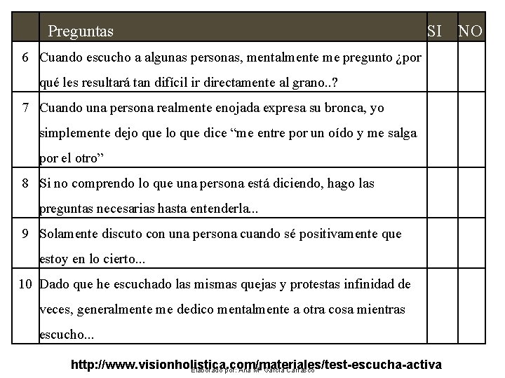 Preguntas SI NO 6 Cuando escucho a algunas personas, mentalmente me pregunto ¿por qué