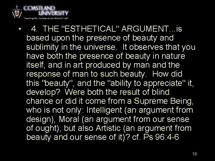  • 4. THE "ESTHETICAL" ARGUMENT. . . is based upon the presence of