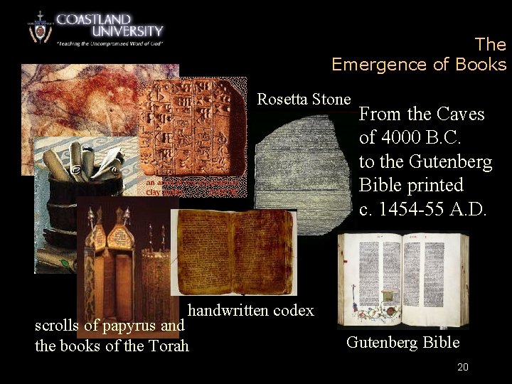 The Emergence of Books Rosetta Stone From the Caves of 4000 B. C. to