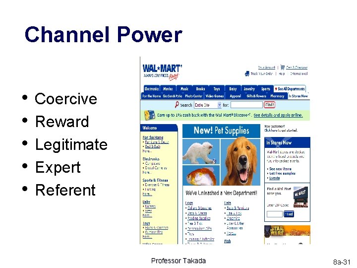Channel Power • • • Coercive Reward Legitimate Expert Referent Professor Takada 8 a-31