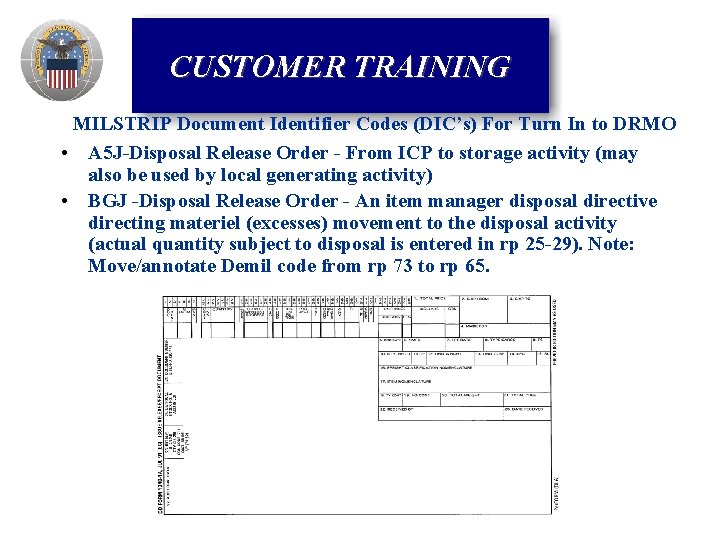 Milstrip Training For The Turn in And Reutilization of