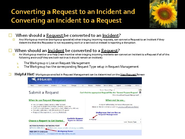 Converting a Request to an Incident and Converting an Incident to a Request When