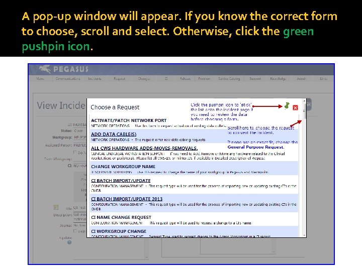 A pop-up window will appear. If you know the correct form to choose, scroll
