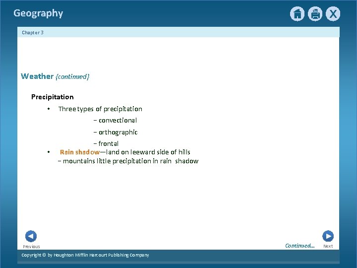 Geography Chapter 3 Weather {continued} Precipitation • Three types of precipitation − convectional − Geography Chapter 3 Weather {continued} Precipitation • Three types of precipitation − convectional −