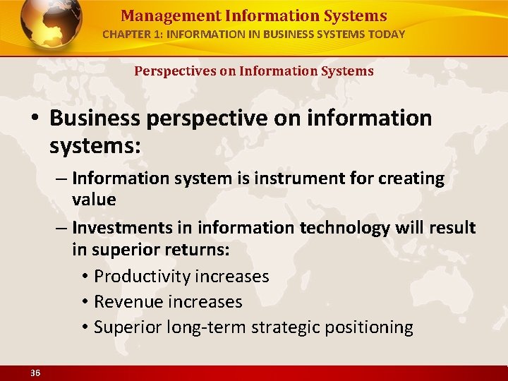 Management Information Systems CHAPTER 1: INFORMATION IN BUSINESS SYSTEMS TODAY Perspectives on Information Systems
