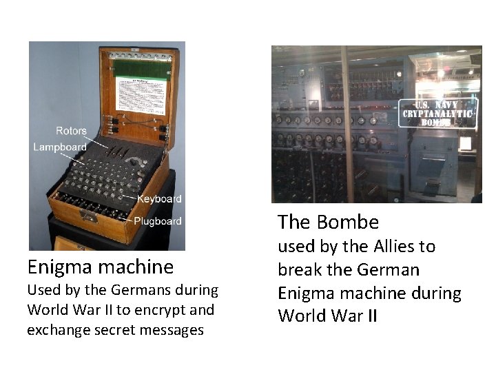The Bombe Enigma machine Used by the Germans during World War II to encrypt