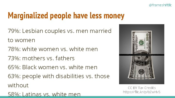 @frameshiftllc Marginalized people have less money 79%: Lesbian couples vs. men married to women