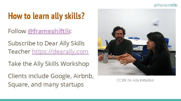 @frameshiftllc How to learn ally skills? Follow @frameshiftllc Subscribe to Dear Ally Skills Teacher