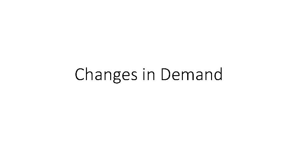 Changes in Demand 
