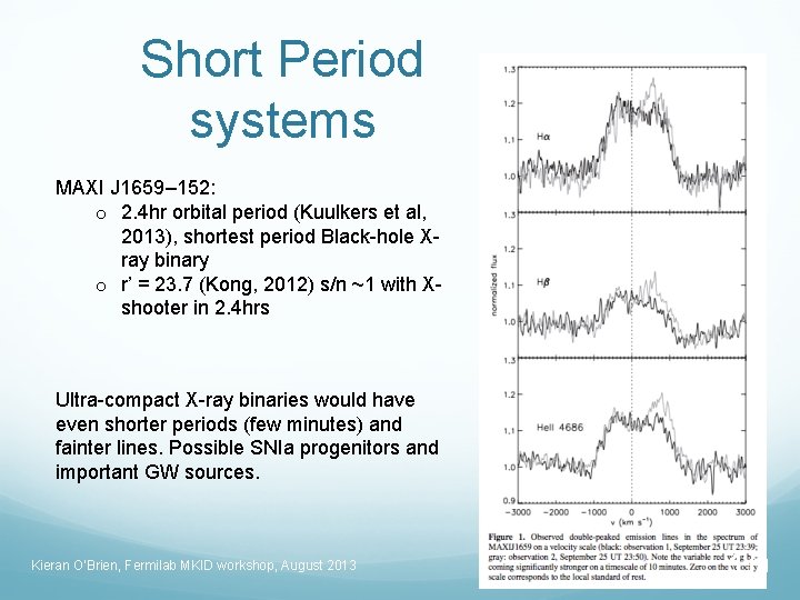 Short Period systems MAXI J 1659– 152: o 2. 4 hr orbital period (Kuulkers