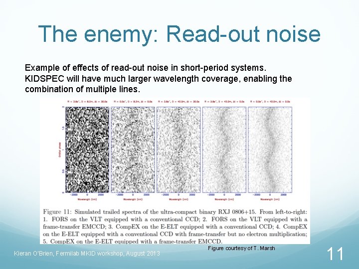 The enemy: Read-out noise Example of effects of read-out noise in short-period systems. KIDSPEC