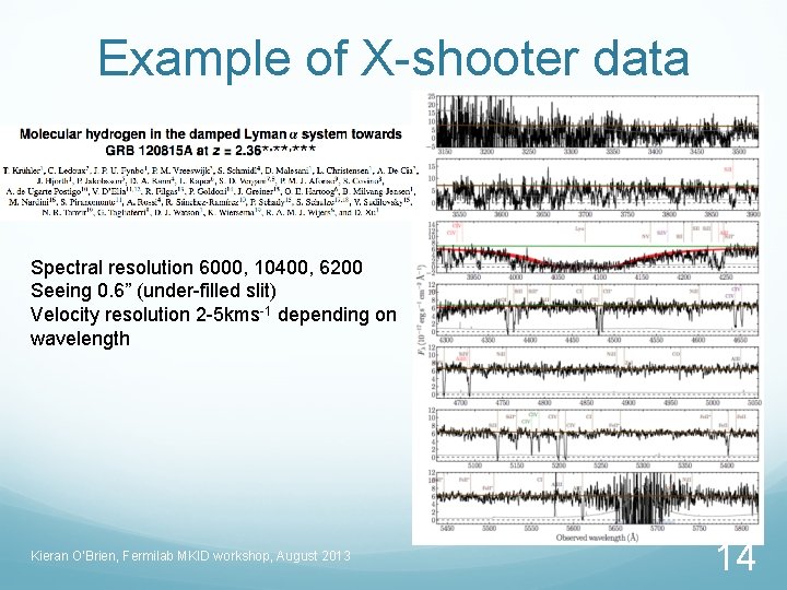 Example of X-shooter data Spectral resolution 6000, 10400, 6200 Seeing 0. 6” (under-filled slit)