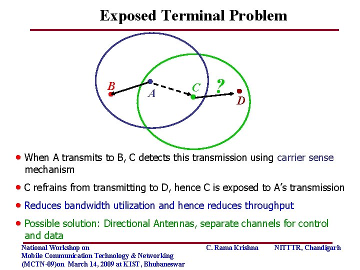 Exposed Terminal Problem B A C ? D • When A transmits to B,