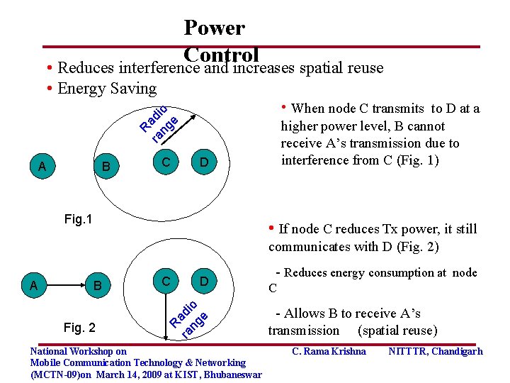 Power Control • Reduces interference and increases spatial reuse • Energy Saving R ra