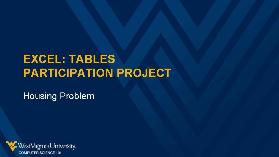 EXCEL: TABLES PARTICIPATION PROJECT Housing Problem 
