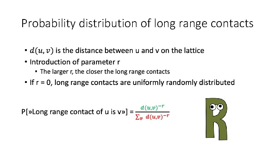 Probability distribution of long range contacts Probability distribution of long range contacts