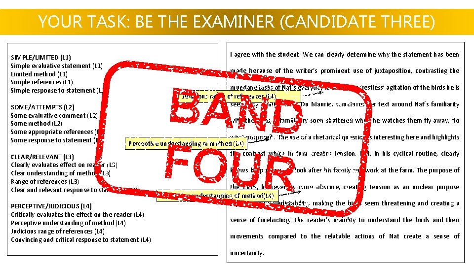 YOUR TASK: BE THE EXAMINER (CANDIDATE THREE) I agree with the student. We can