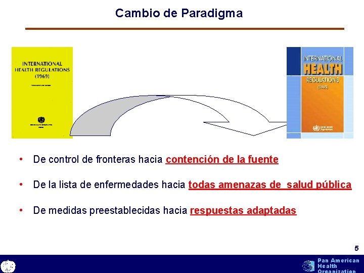 Cambio de Paradigma • De control de fronteras hacia contención de la fuente • Cambio de Paradigma • De control de fronteras hacia contención de la fuente •