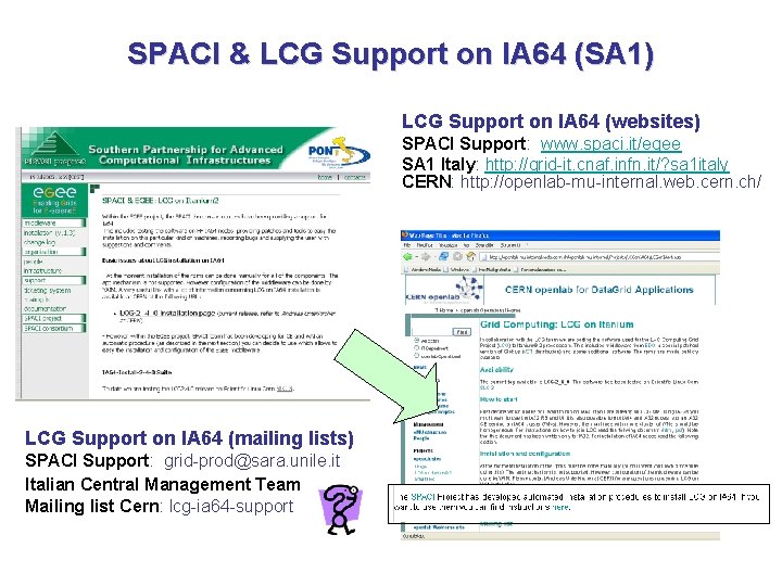 SPACI & LCG Support on IA 64 (SA 1) LCG Support on IA 64