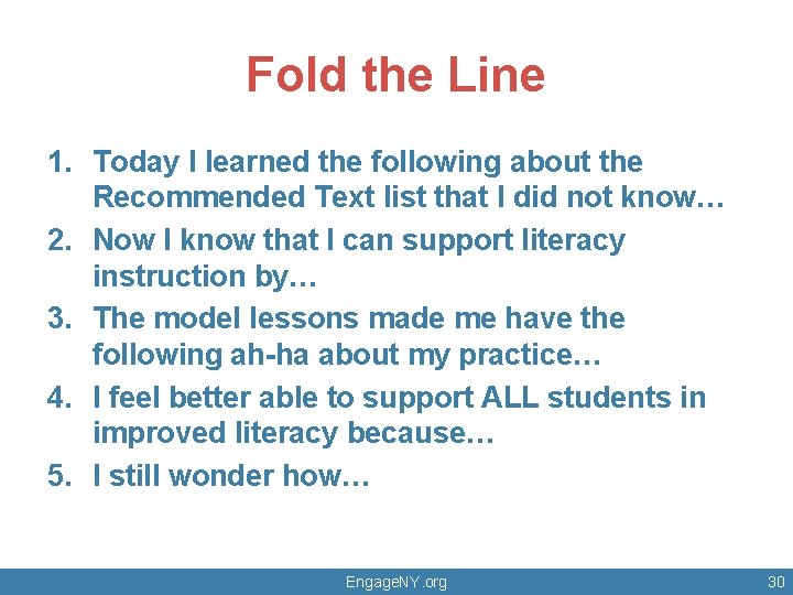 Fold the Line 1. Today I learned the following about the Recommended Text list