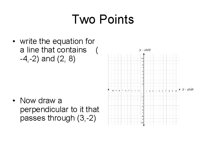 Two Points • write the equation for a line that contains ( -4, -2)