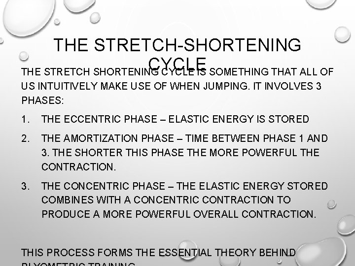 THE STRETCH-SHORTENING CYCLE THE STRETCH SHORTENING CYCLE IS SOMETHING THAT ALL OF US INTUITIVELY THE STRETCH-SHORTENING CYCLE THE STRETCH SHORTENING CYCLE IS SOMETHING THAT ALL OF US INTUITIVELY