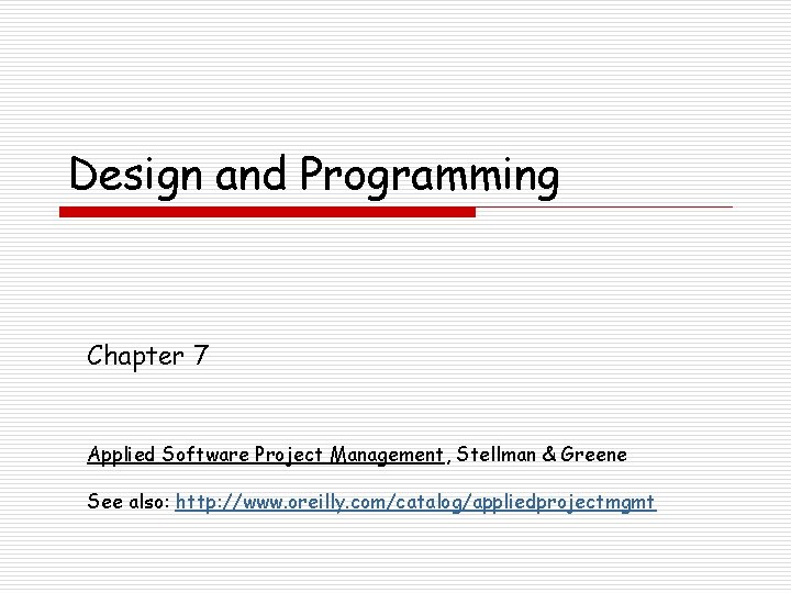 Design and Programming Chapter 7 Applied Software Project