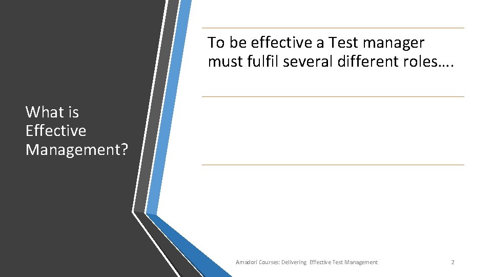 To be effective a Test manager must fulfil several different roles…. What is Effective