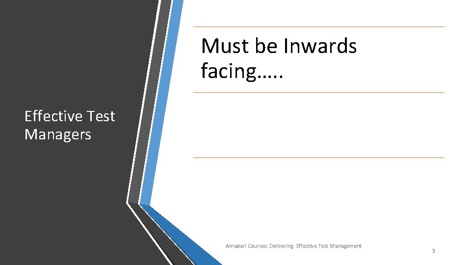 Must be Inwards facing…. . Effective Test Managers Amadori Courses: Delivering Effective Test Management