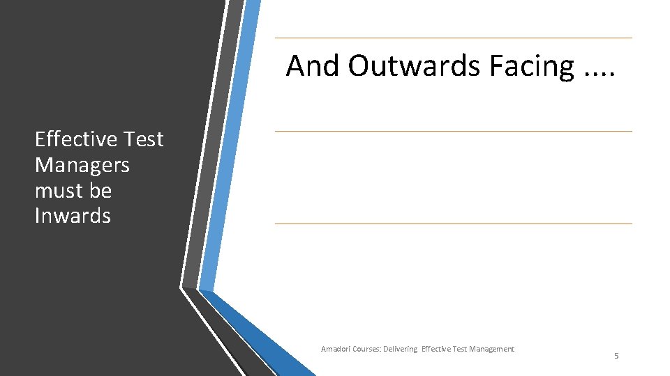 And Outwards Facing. . Effective Test Managers must be Inwards Amadori Courses: Delivering Effective