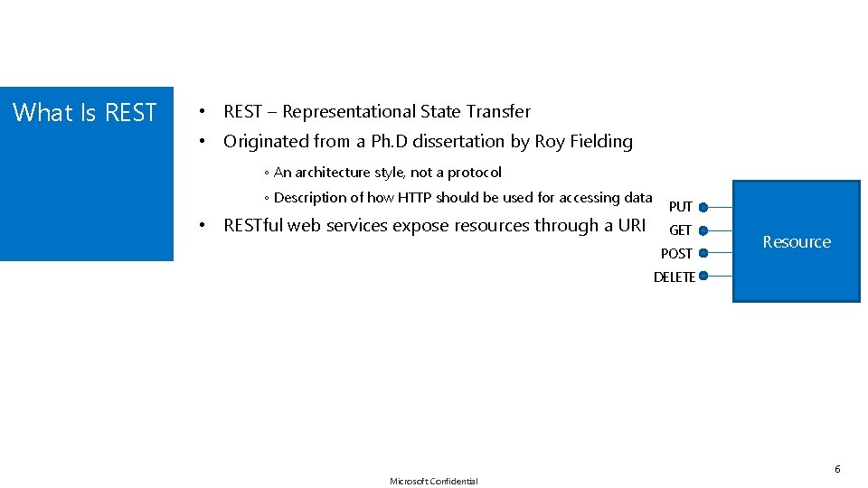 What Is REST • REST – Representational State Transfer • Originated from a Ph.