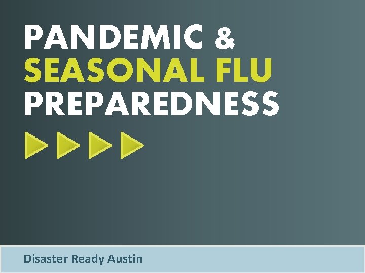 PANDEMIC & SEASONAL FLU PREPAREDNESS Disaster Ready Austin 