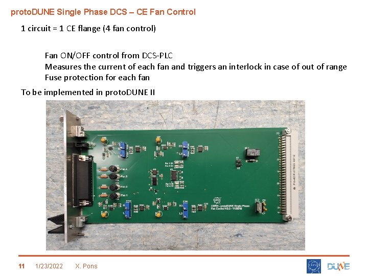 proto. DUNE Single Phase DCS – CE Fan Control 1 circuit = 1 CE
