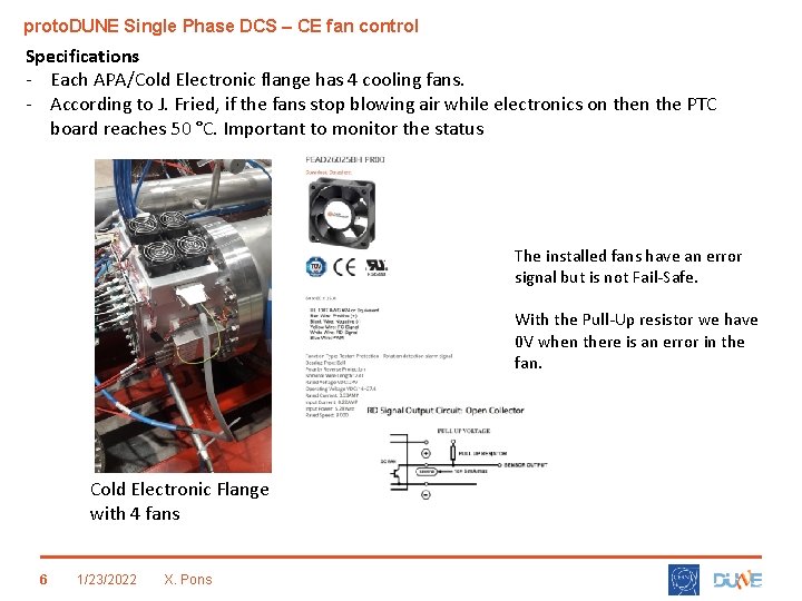 proto. DUNE Single Phase DCS – CE fan control Specifications - Each APA/Cold Electronic