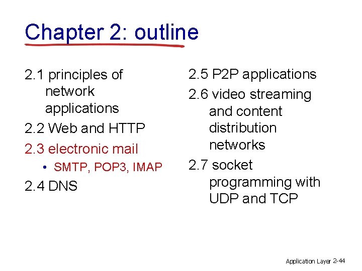 Chapter 2: outline 2. 1 principles of network applications 2. 2 Web and HTTP